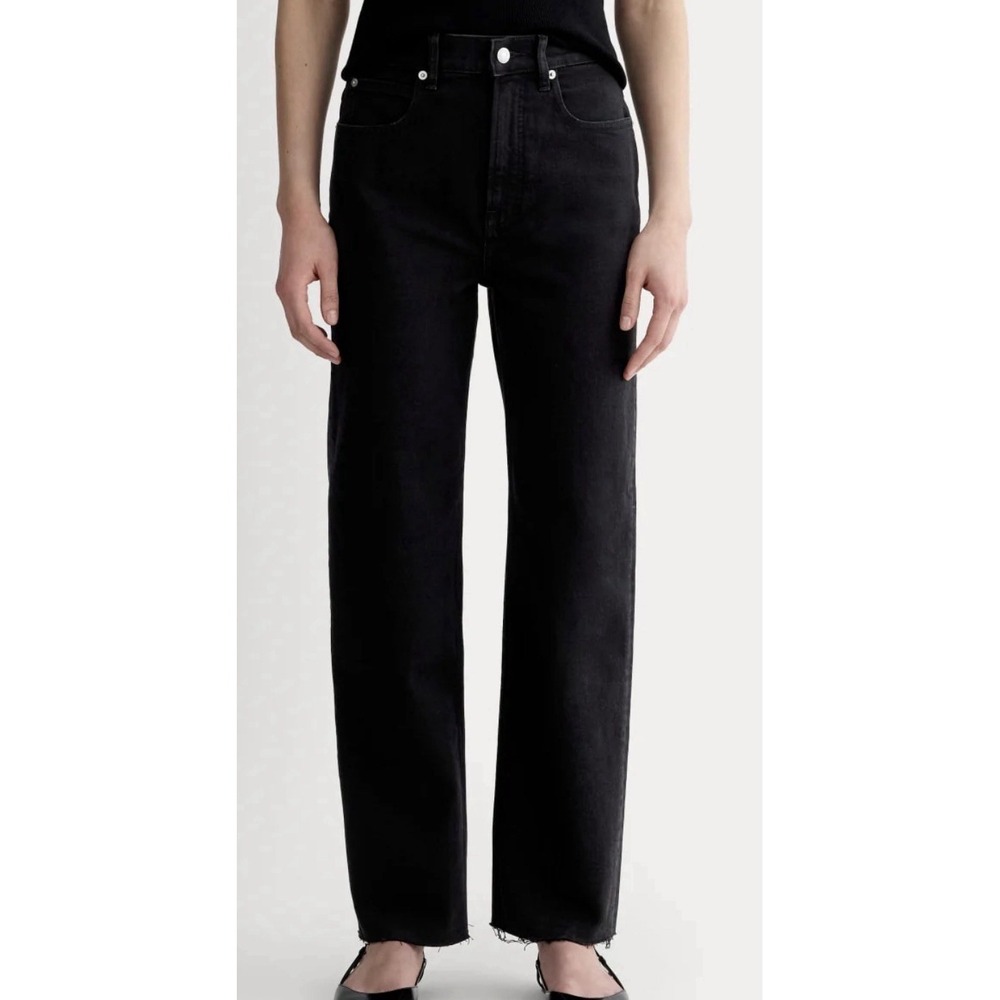 Everlane The Way High Jean 29 Long Black Organic Cotton Straight Leg Denim HR